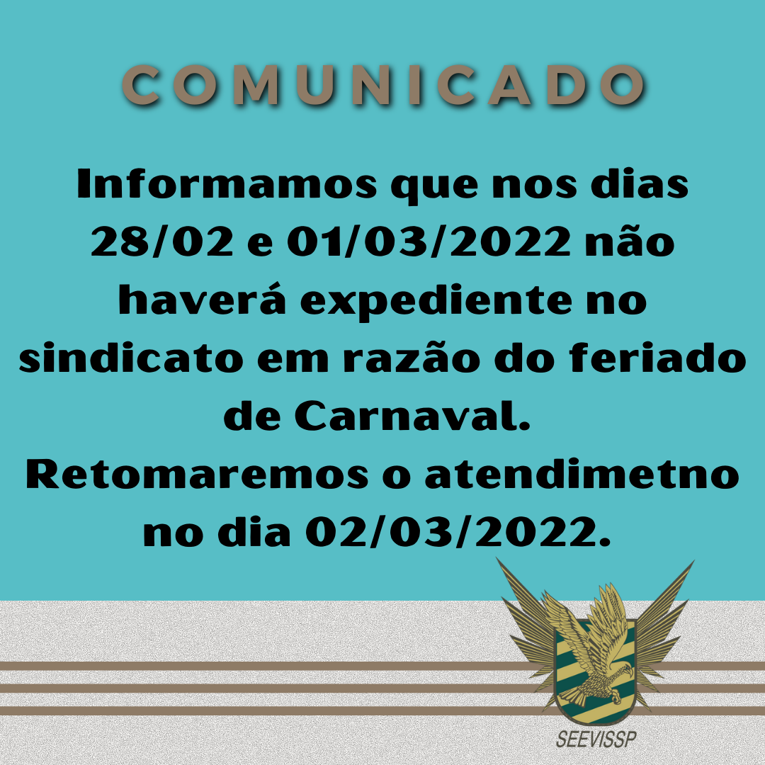 Feriado de Carnaval - COMUNICADO - Seevissp