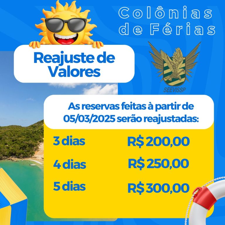 Colônias de Férias: Reajuste de Valores